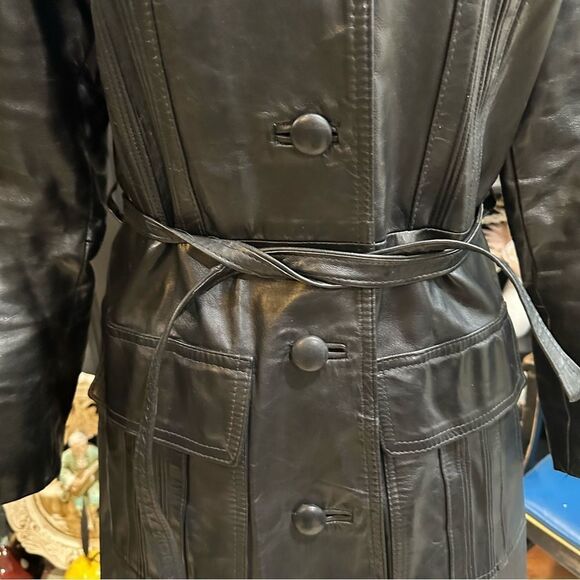 Berry’s on Main Columbia SC Boutique Vintage Leather Trench Coat - Picture 3 of 14